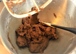 The dough has been mixed and ready for the baking sheet.