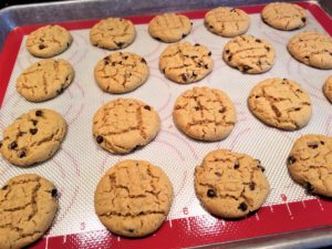 gluten and dairy free flourless chocolate chip peanut butter cookies.